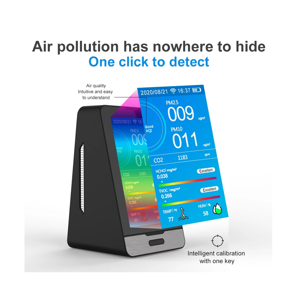 Детектор газа Tuya с Wi-Fi, устройство для измерения показателей качества воздуха, PM2.5 PM1.0 PM10 HCHO TVOC CO2, измеритель температуры и влажности