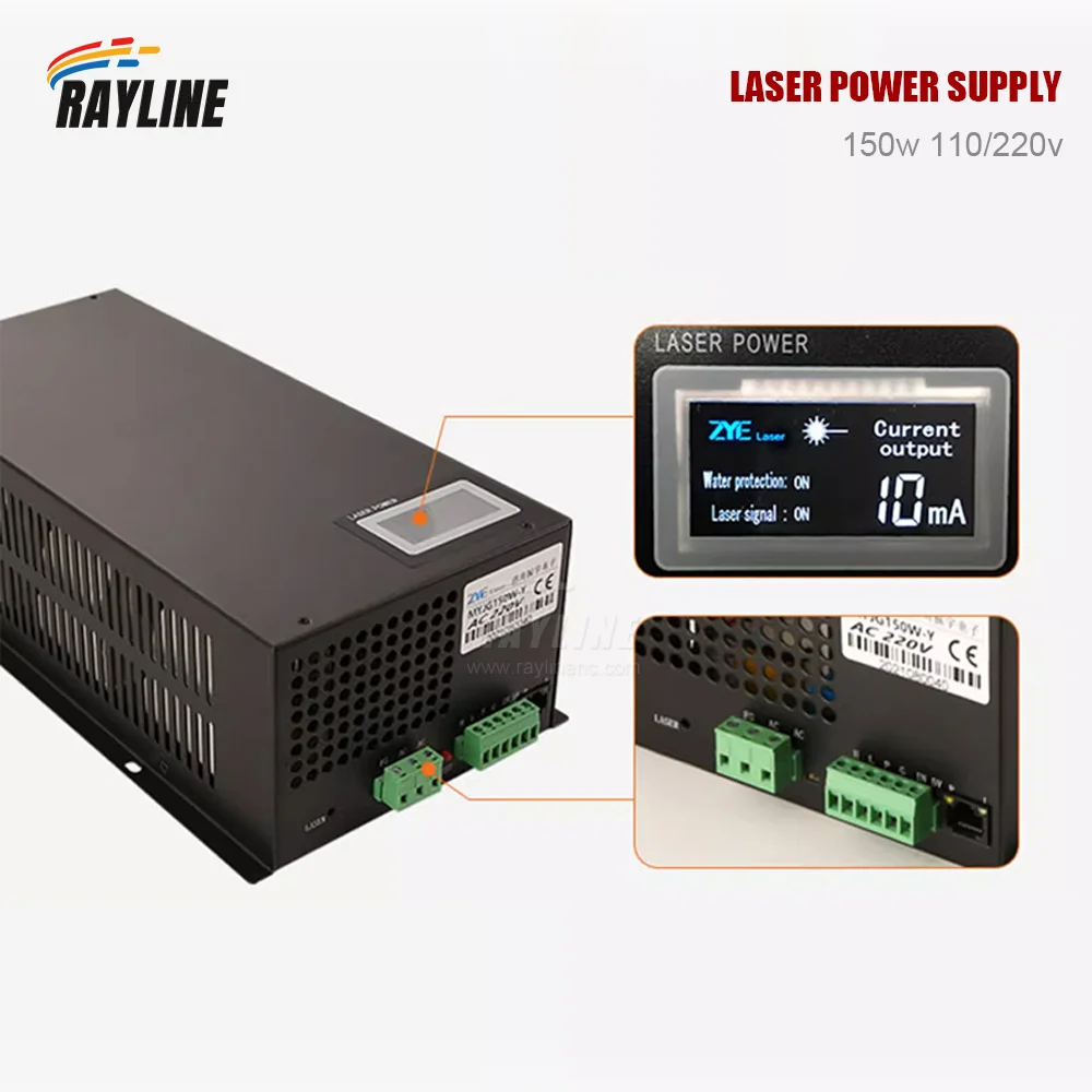 150W CO2 Laser Power Supply with Display for CO2 Laser Engraving Cutting Machine 110/220V Laser Generator