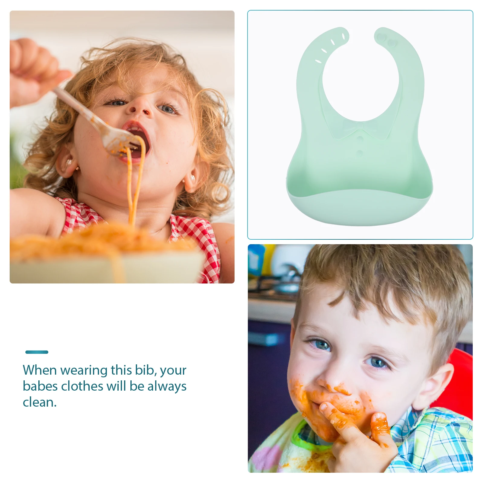 

Silicone Waterproof Toddler Soft Comfortable Cartoon Style 4 Levels Adjustable Easy Clean Dust-Free Feeding For s