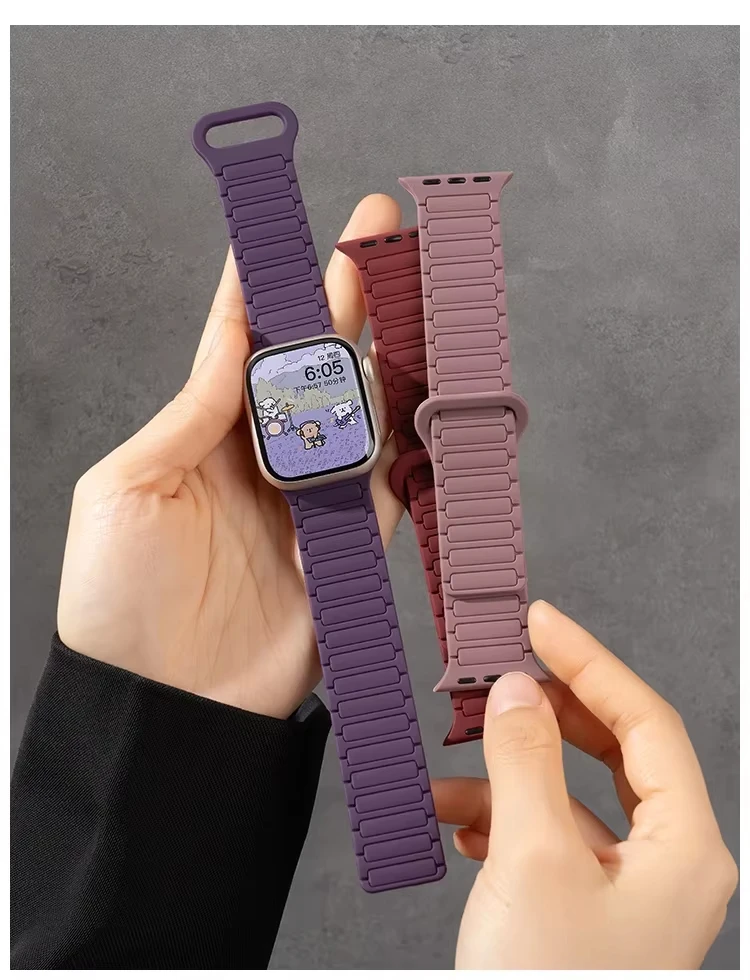 애플 워치 밴드용 마그네틱 루프 실리콘 스트랩 46mm 42mm 49mm 45mm 41 44mm 40mm IWatch Ultra 2 시리즈 11 10 9 8 7 6 5 4 SE 3