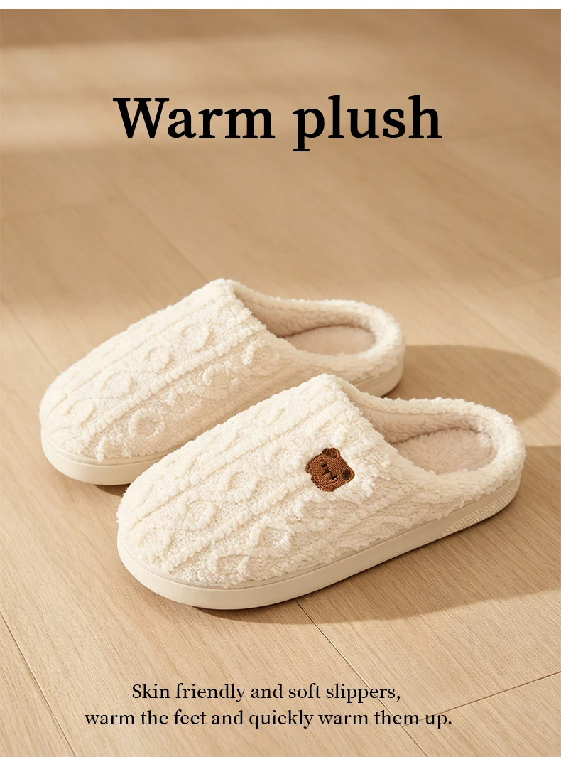 Damen-Hausschuhe aus flauschigem Memory-Schaumstoff, warm gefüttert mit Plüschfleece, gemütlich, weich, rutschfest, mit dicker Sohle, ideal für den Winter und Herbst. – Detail 5