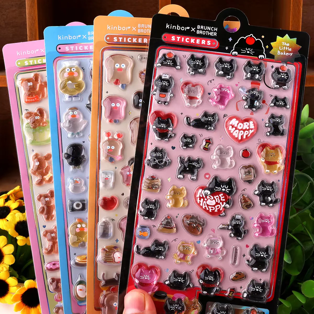 1 pc/4 pcs Brunch Brother Cartoon Drop 3D Relief Stickers Sc