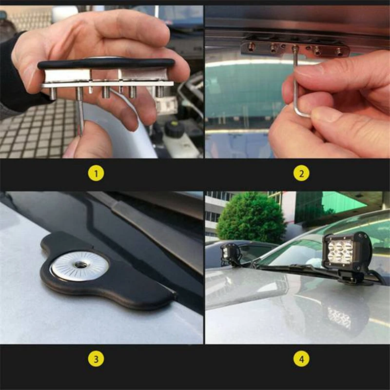 Automotive Stainless Steel Hood Door Clip Bracket Hood Universal Lamp Bracket Punch-Free LED Strip Light Bracket