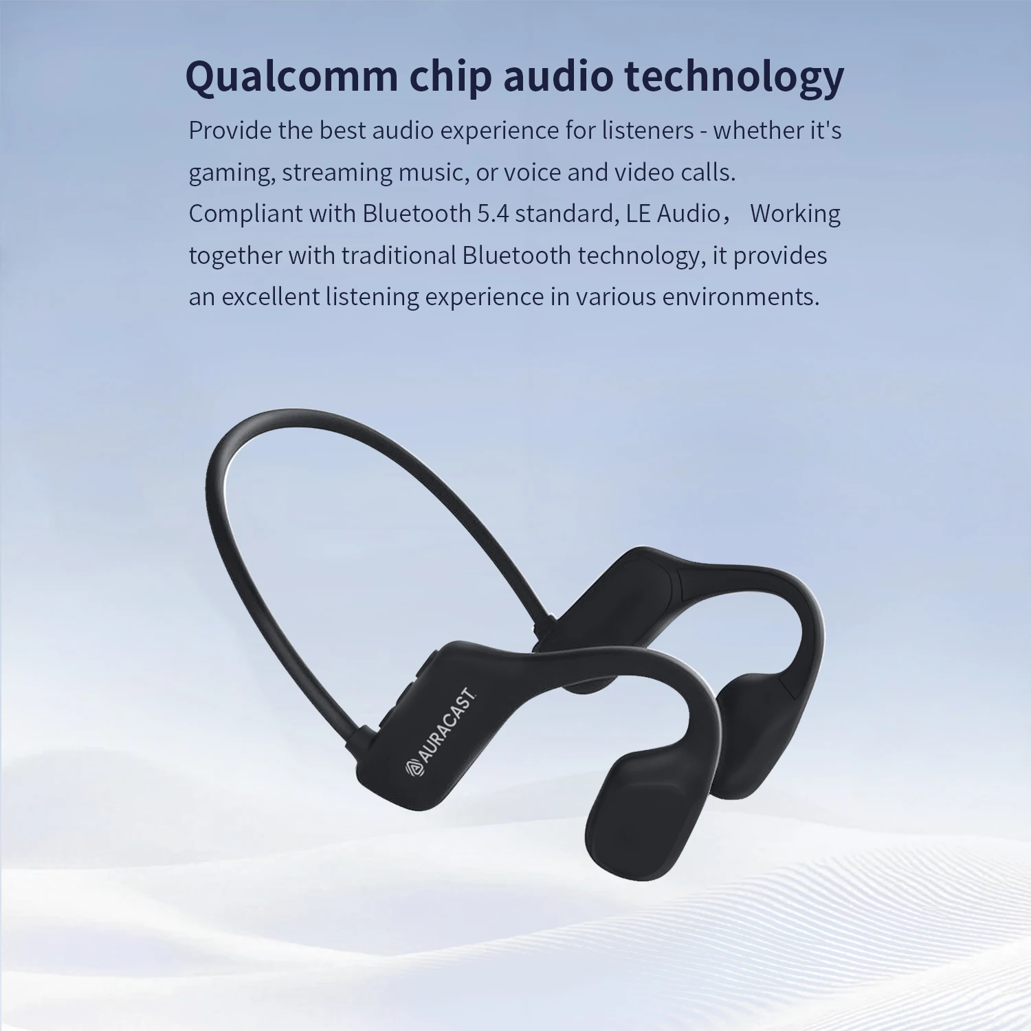 Cuffie a conduzione ossea Bluetooth 5.4 con aptX HD/LL LE Audio Auracast Fino a 12 ore di durata della batteria Cuffie wireless