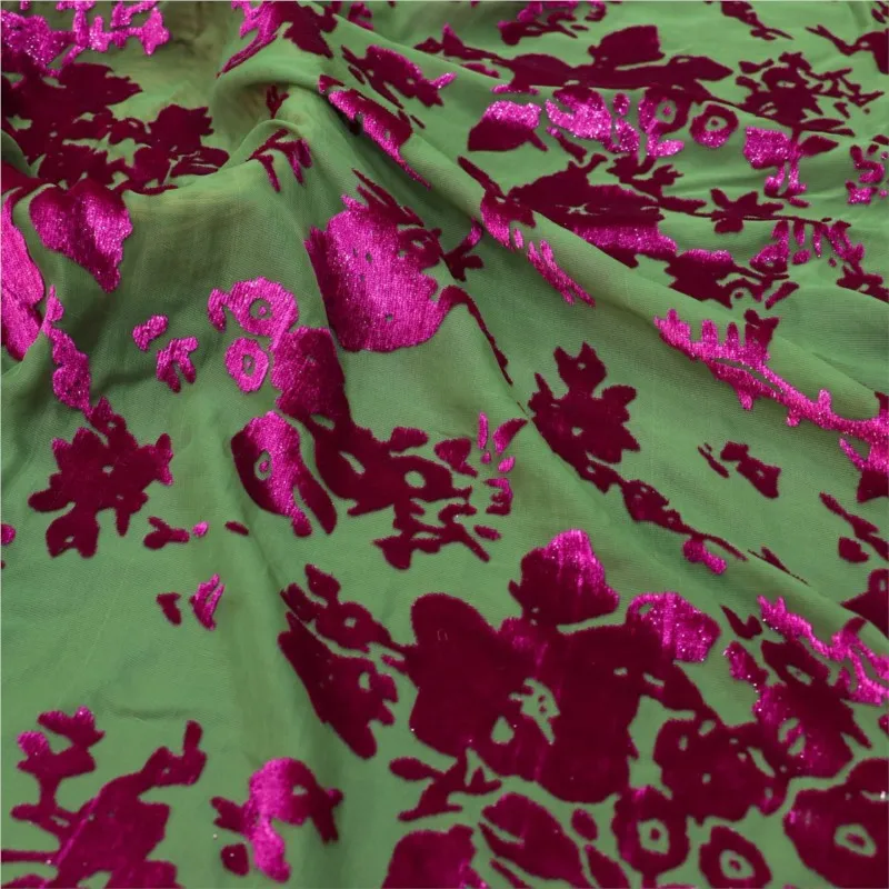 Woven brocade viscose velvet polyester-polyester semi-bright silk rotted flower and burnt fabric for nightdress cheongsam skirt