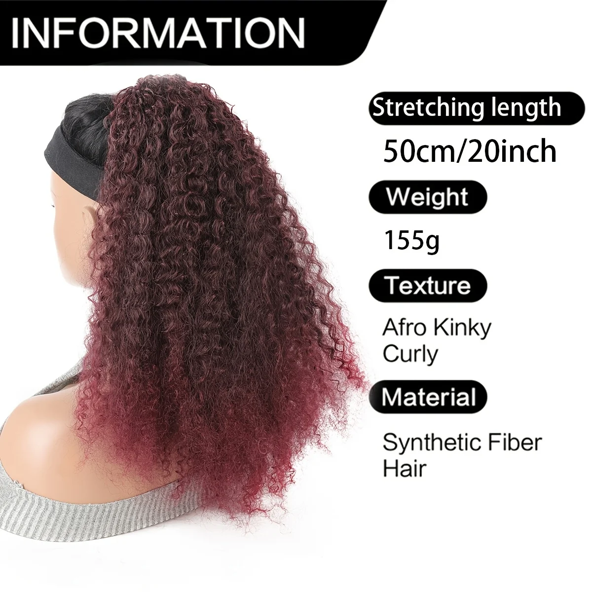 Ponytail Extension for Women Curly Drawstring Ponytail Afro Kinky Curly Clip in Ponytail Synthetic Soft Fluffy Ponytail for view 6