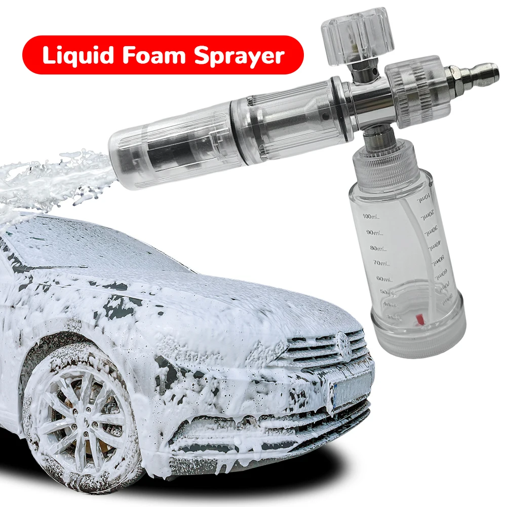 100ml Schaumseifensprühflasche Einstellbare 4500PSI Hochdruckreiniger-Pistole mit 1/4 Zoll Schnellanschluss Schaumsprüher für Autowäsche