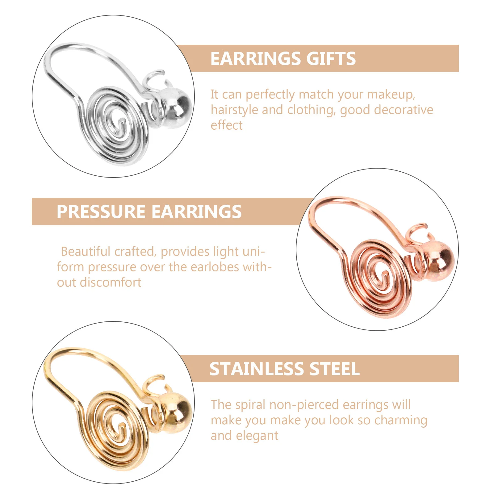 Stainless Keloid Earrings Pressure for Women Cuffs Non Piercing Orrous Steel Miss