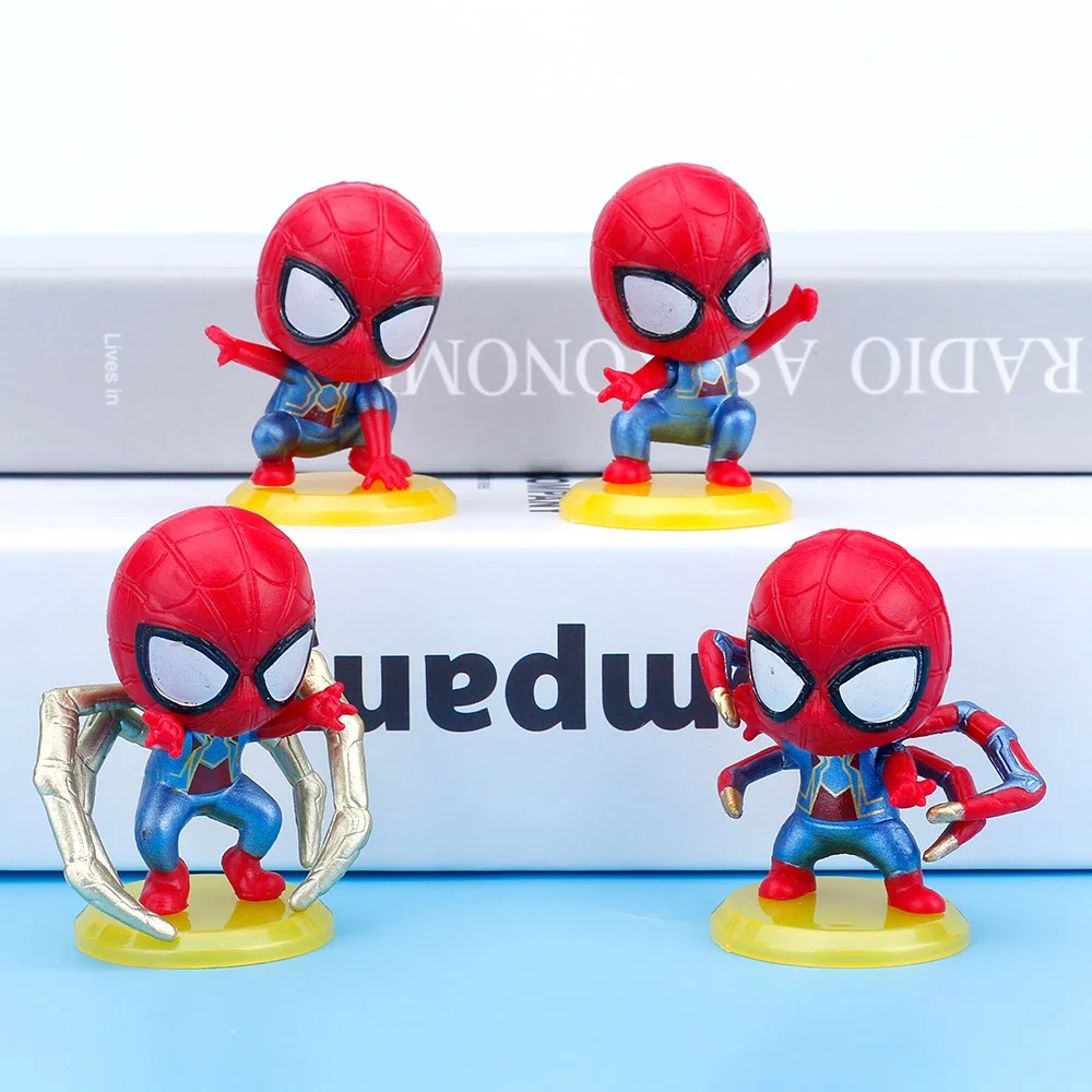 8pcs Spiderman Cartoon Action Figure Toys Set Cute PVC Figurine Model for Kids Toy Doll Bedroom Car Decoration Gifts