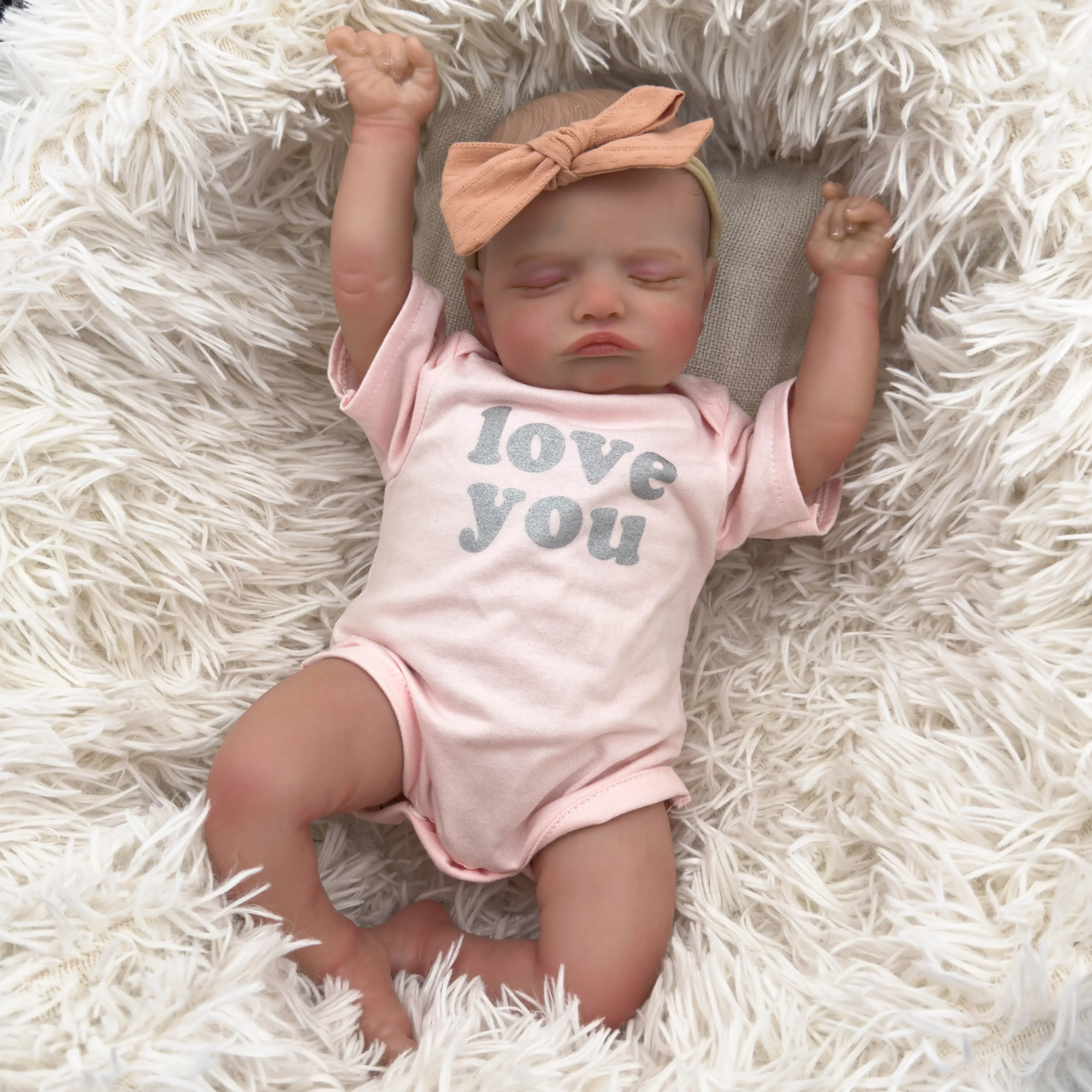 

NPK 48CM Already Painted Rosalie Newborn Baby Doll Newborn Baby Reborn Doll Hand Paint with Genesis High Quality 3D Skin Tone