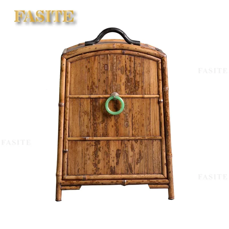 For Bamboo Tea Set Cabinet Handmade Tea Storage Cup Dust Box Kung Fu Tea Ceremony Accessories Furniture Organizer Display