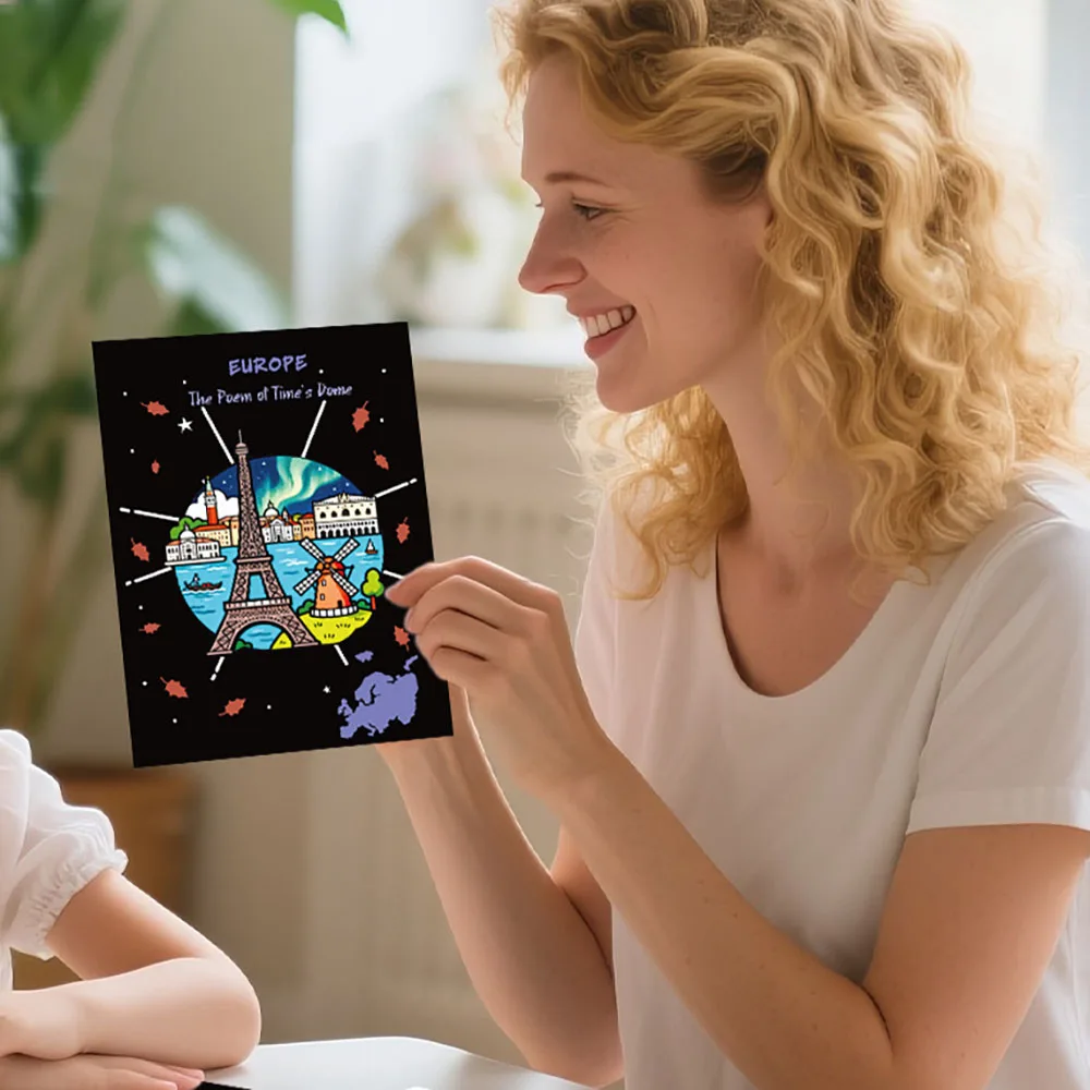 Creative Global Travel Stamp Collection Colorful DIY Scratch Painting Graffiti Scratch Book