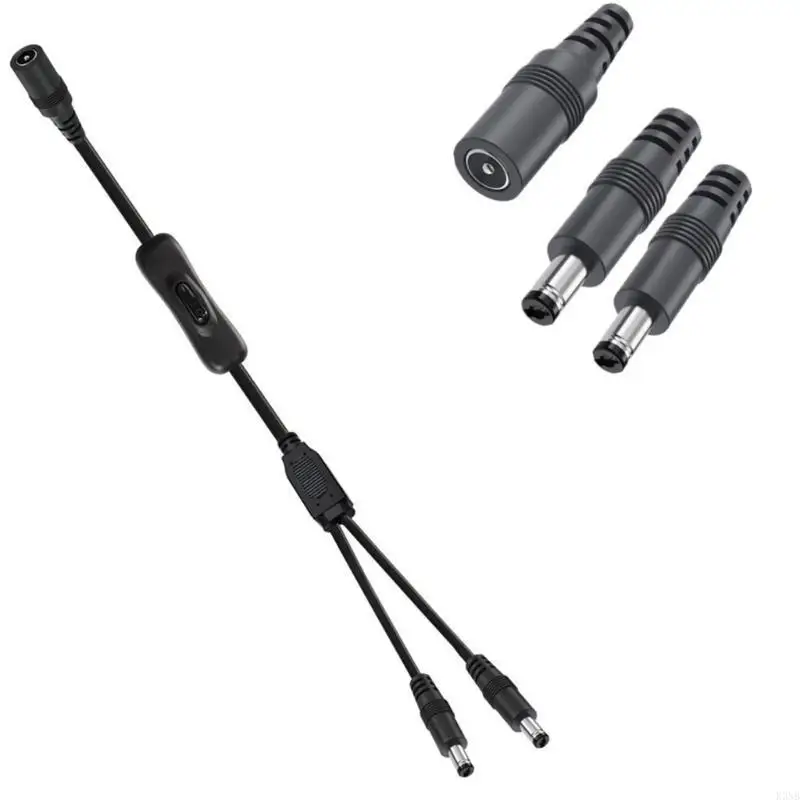 K3NB 40cm Length Power Splitter Cable Wire DC5521/5525 to DC5521/5525 Connectors Adapter Cable Conversion Line Black