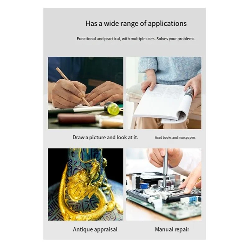 ABCA-3,5X Профессиональная ручная лупа для чтения, линза 16, светодиодная лампа для чтения, увеличительное стекло