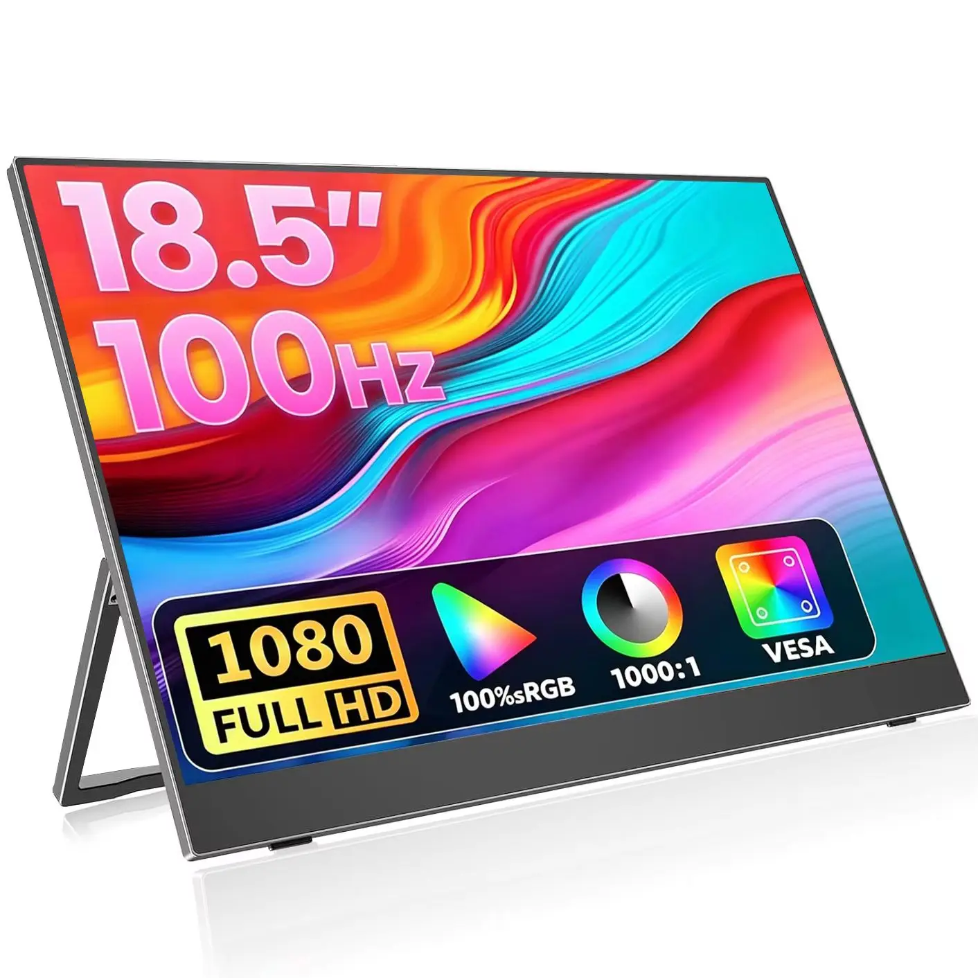 18.5 Inch Portable Monitor 100Hz 1920*1080 FHD 100% sRGB IPS VESA With Type-C Mini HDMI  For Phone Laptop TV PS4/5 XBox Dack