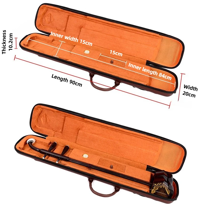 Leathers Erhu Storage Bag Professional Erhu Box with Hygrometer Portable Durable Shoulder Bag Stringed Instrument Accessories