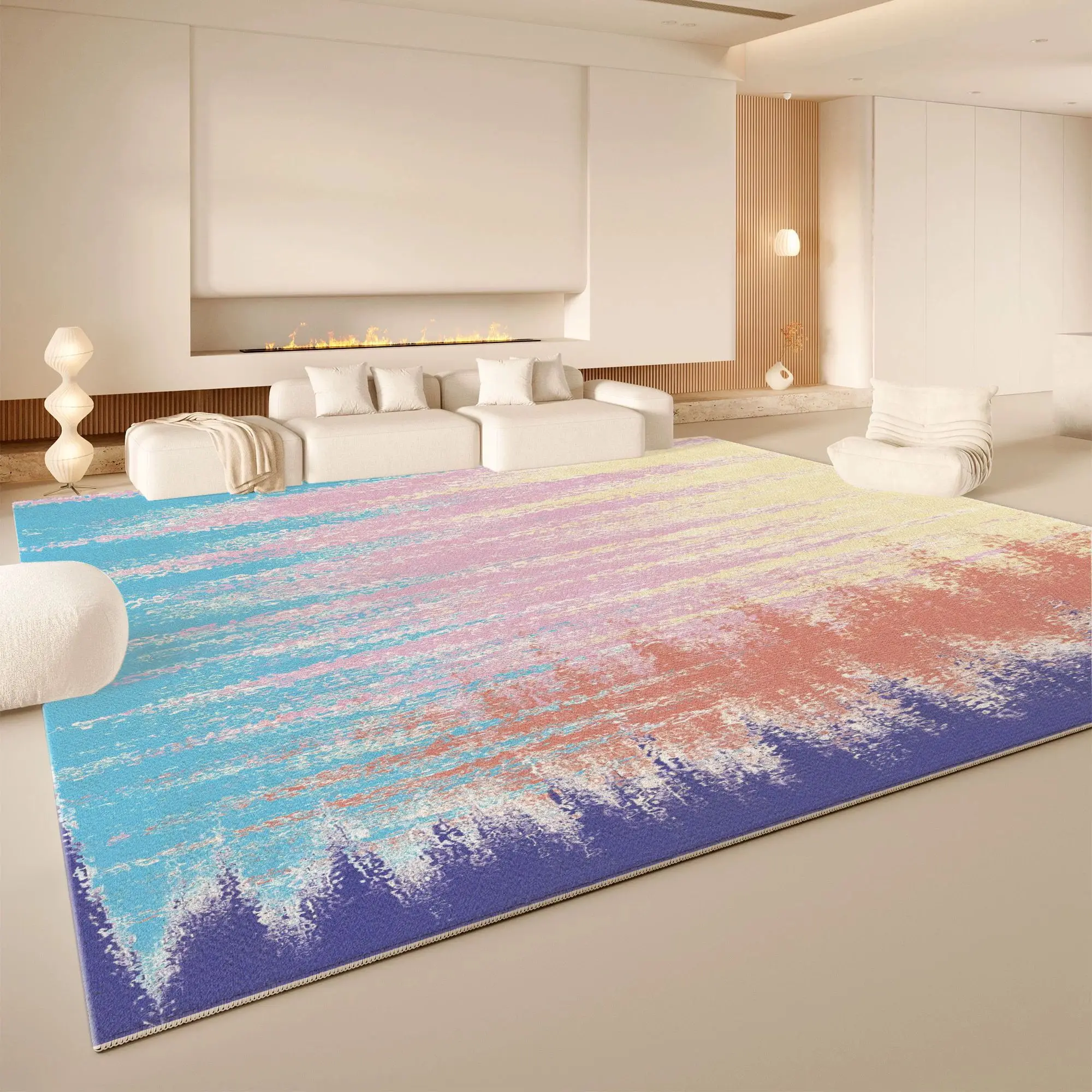 VIKAMA Green Tone Botanical Area Rug Non Slip Washable Living Room Carpet Wabi Sabi Tropical Leaf Home Decor Floor Rug