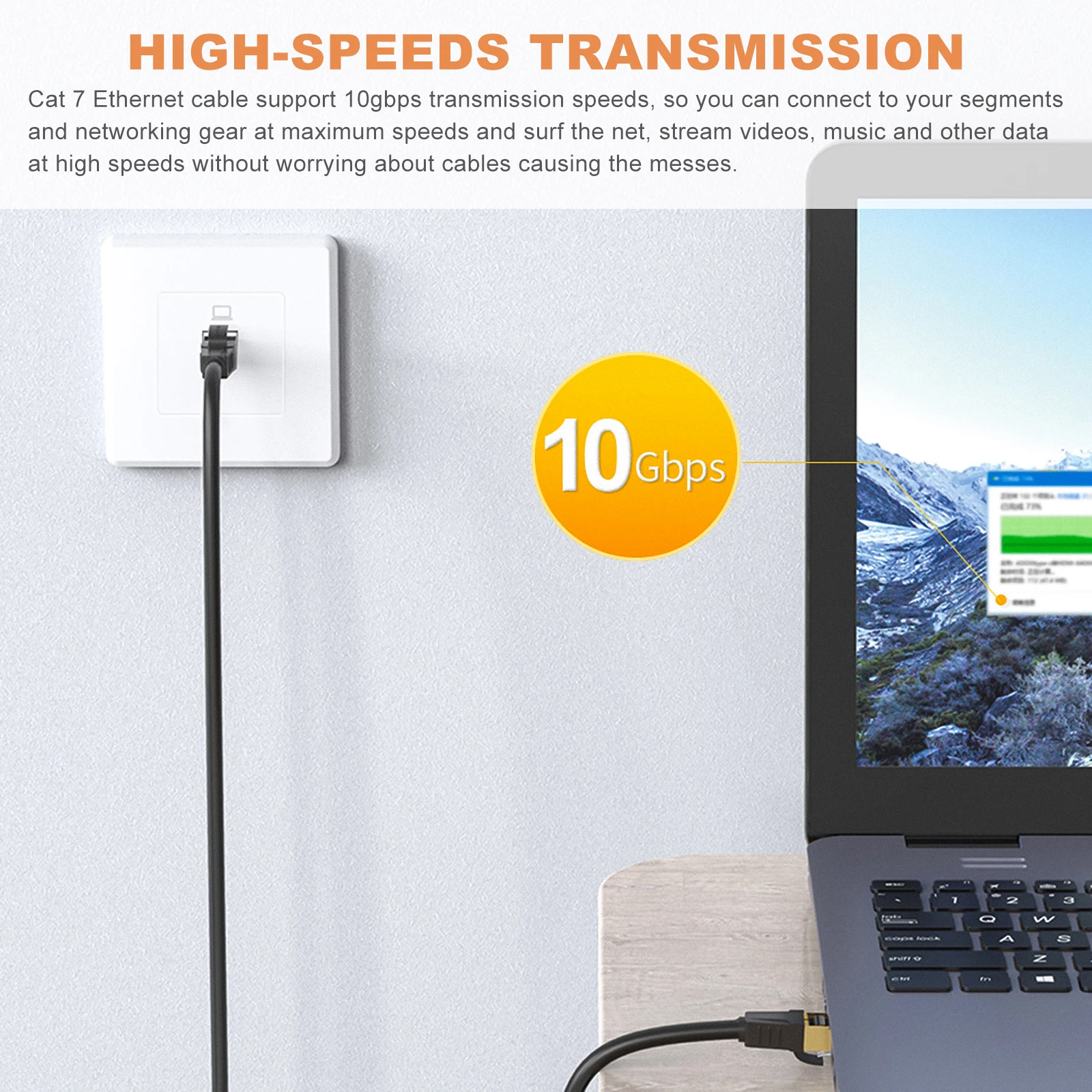 

10Gbps Cat 7 Ethernet Patch Cord High-Speed Durable Copper Wire Pvc Insulated Computer Router Connection Cable For Home Office