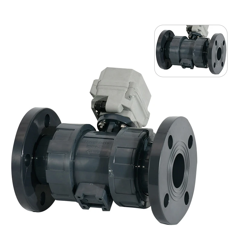 

24v 12v Dc Water Control Motorized Automatic Valves Mini Smart Electric Actuator PVC Plastic Flange Ball Valve