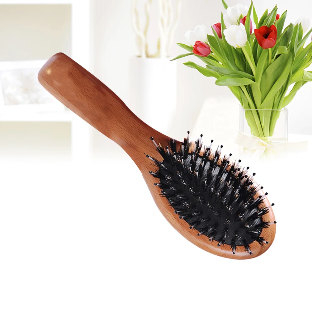 

Mini Airbag Portable Comb Portable Comb Natural Wood Bristle Antistatic Hairbrush For Scalp Massage Black Rubber