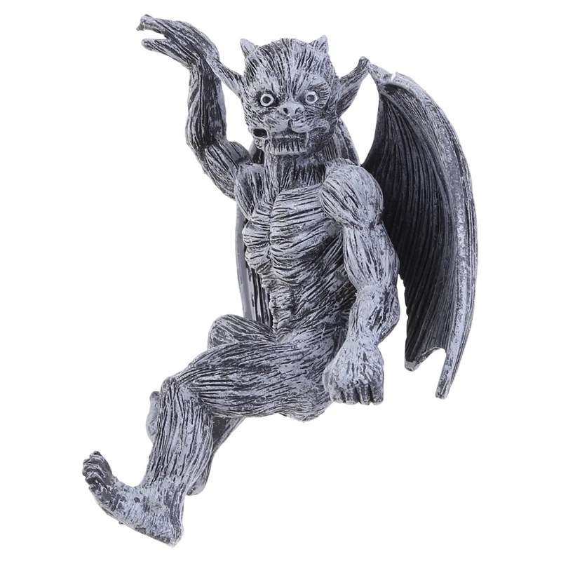 Winged Gargoyle Statue Resin Ghost Hanging Figurines Decoration for Garden Front Porch Yard Fence Ornaments