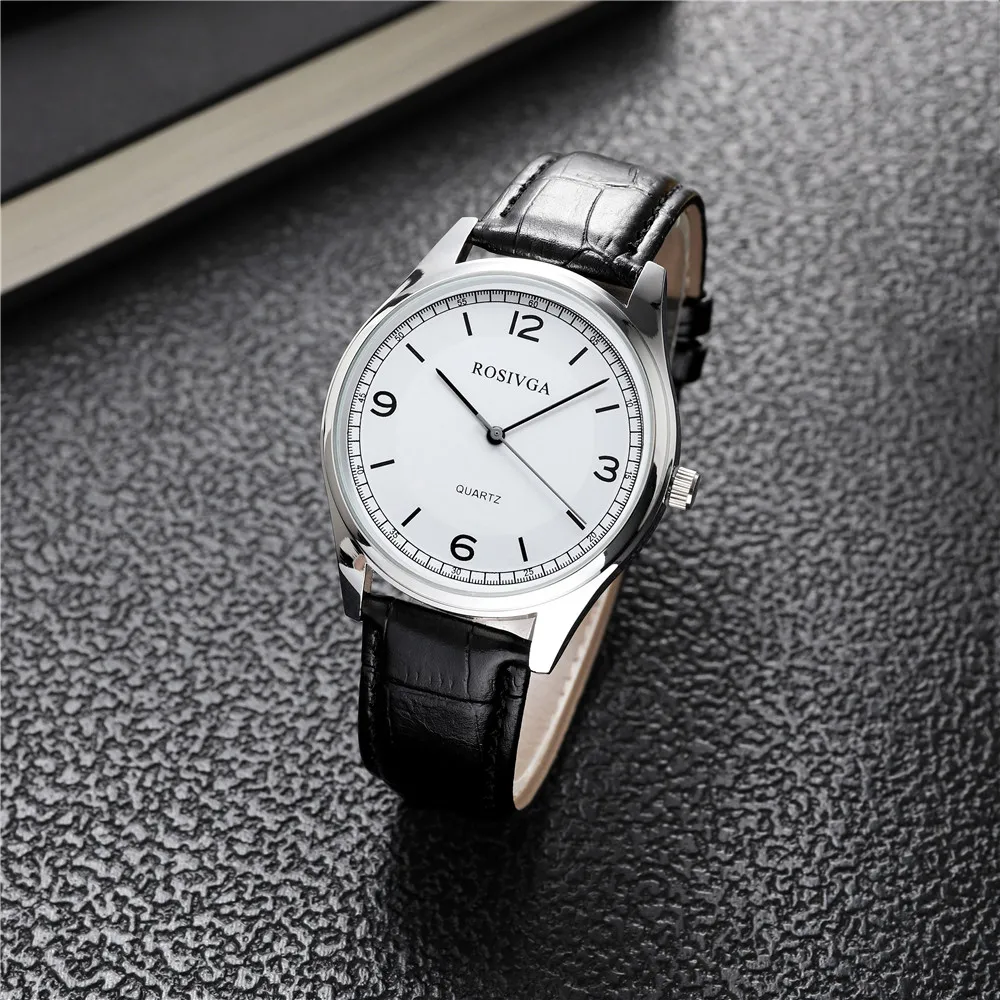 simple big dial men business watch Leather quartz men watch