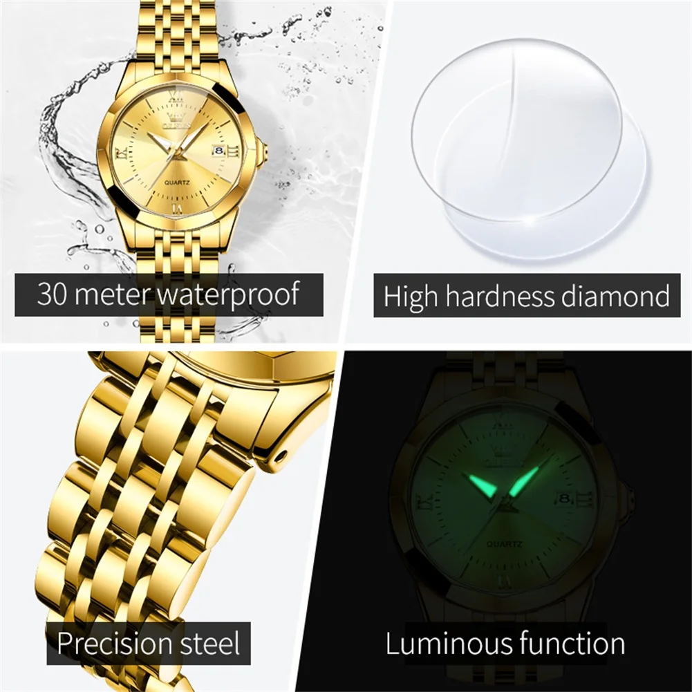 OLEVS 9989 Elegant Women Watch Casual Fashion Calendar Waterproof HD Luminous Watch Exquisite Luxury Brand Quartz Watch Girl
