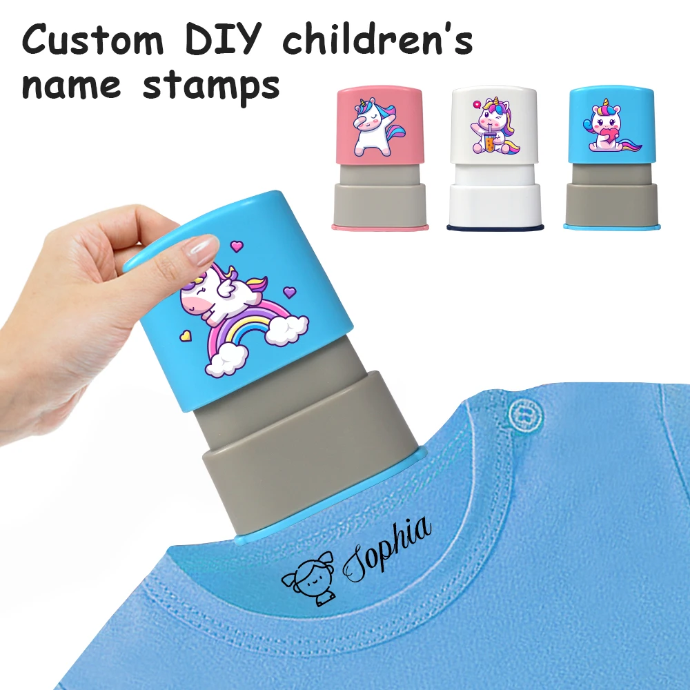 

Hot Cartoon Cute Unicorn Student'S Name Stamp Custom School Name Word Waterproof Wash Not Faded Sello Personalizado