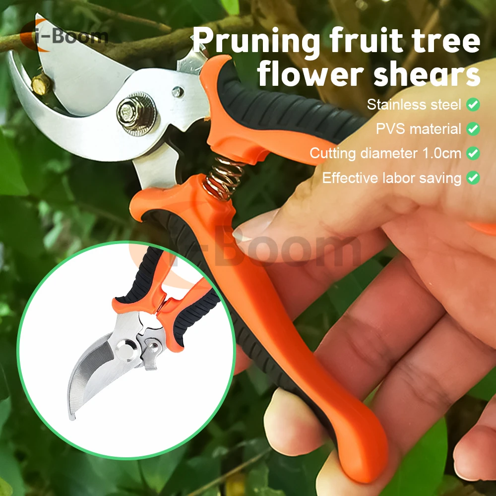 Stainless Steel Scissors Pruner Secateurs Pruning Bypass Sharpener Loppers Garden Tool Bonsai Flower Cultivation Snip Floral