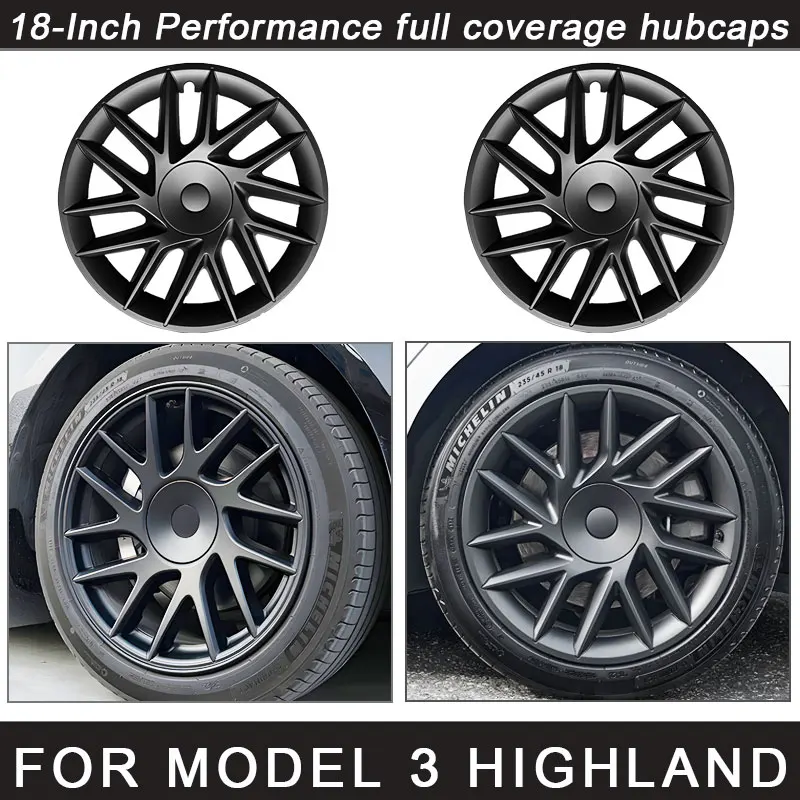 

4pcs HubCap For Tesla Model 3 Highland 2024 18 Inch Performance Wheel Cap Replacement Automobile Full Rim Cover Car Accessories