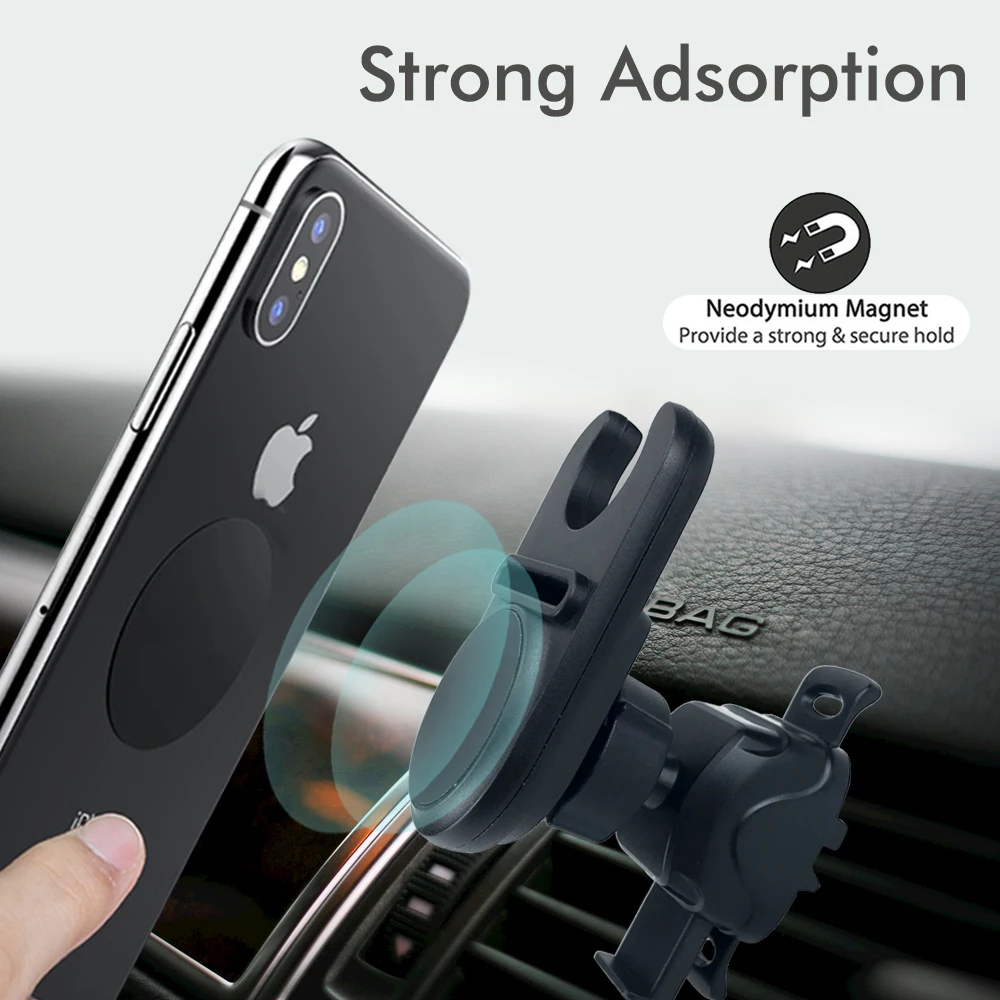 Magnetic Car Phone Holder, Universal Air Vent Magnet Mount, 360° Rotation Hands Free GPS Stand for iPhone Samsung Smartphones - view 5