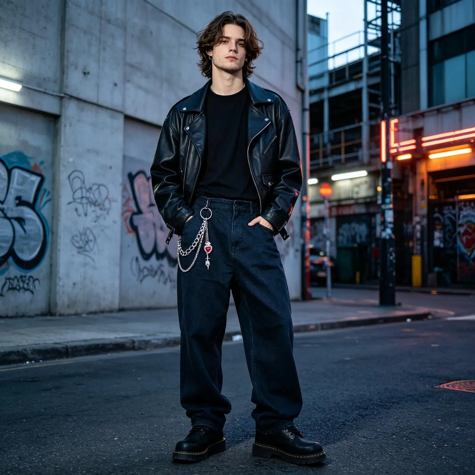 Red Heart 3 Layer Pants Chain, Silver Alloy Hip Hop Waist Chain, Gothic Punk Unisex Jean Chain Halloween & Everyday Wear
