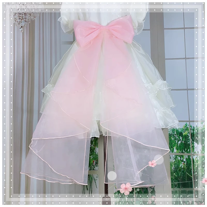 Sweet Organza Lolita Bow Train Detachable Cascading Ruffle Train for Dress