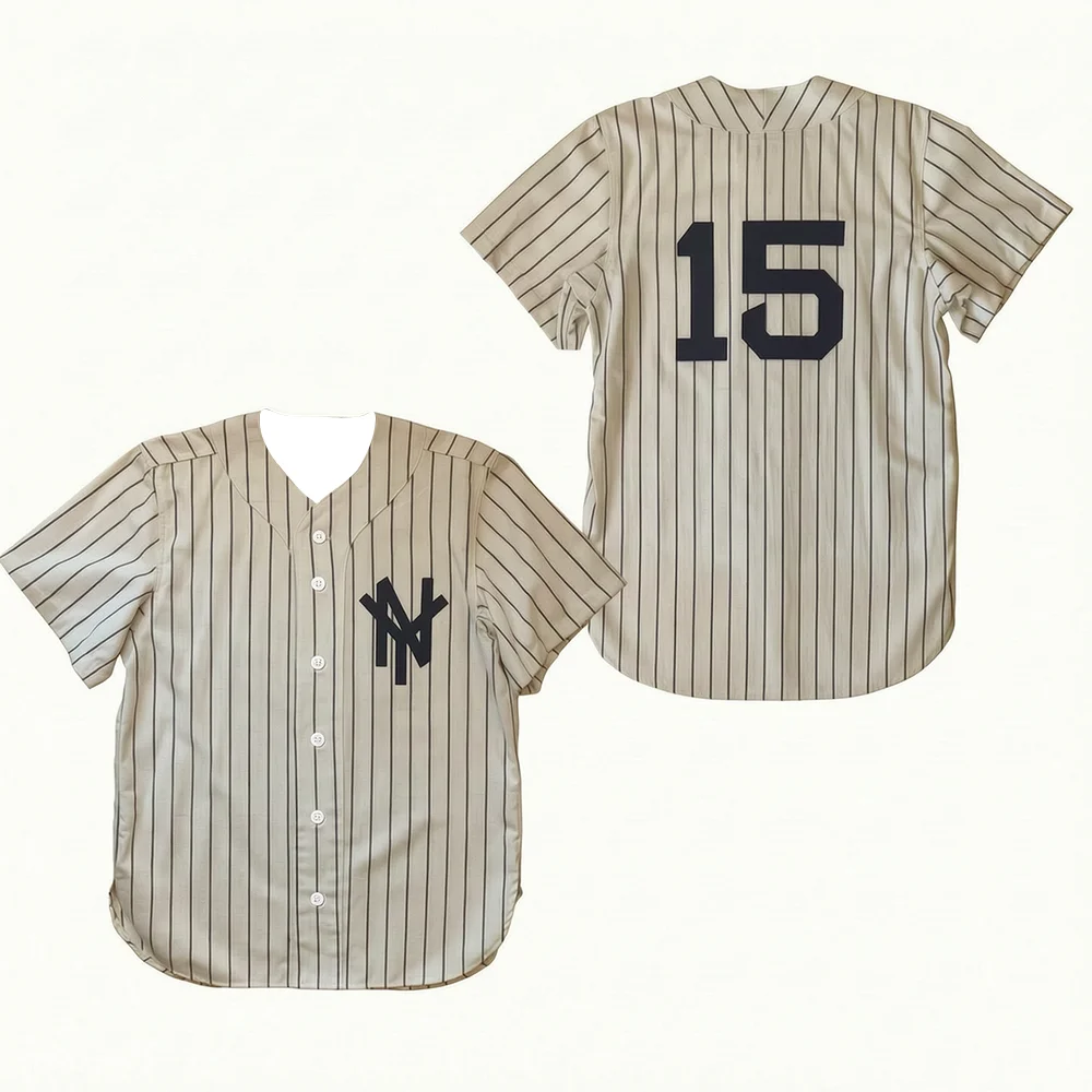 New York Mammoths Bang the Drum Slowly Men's Women's Baseball Jersey Retro Sportswear Cream Vertical Stripe Shirt for Children