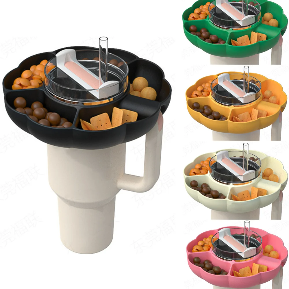 

Snack Bowl for Stanley 40 oz Tumbler with Handle 5 Compartment Flower Shape Reusable Snack Ring for Stanley Cup Accessories