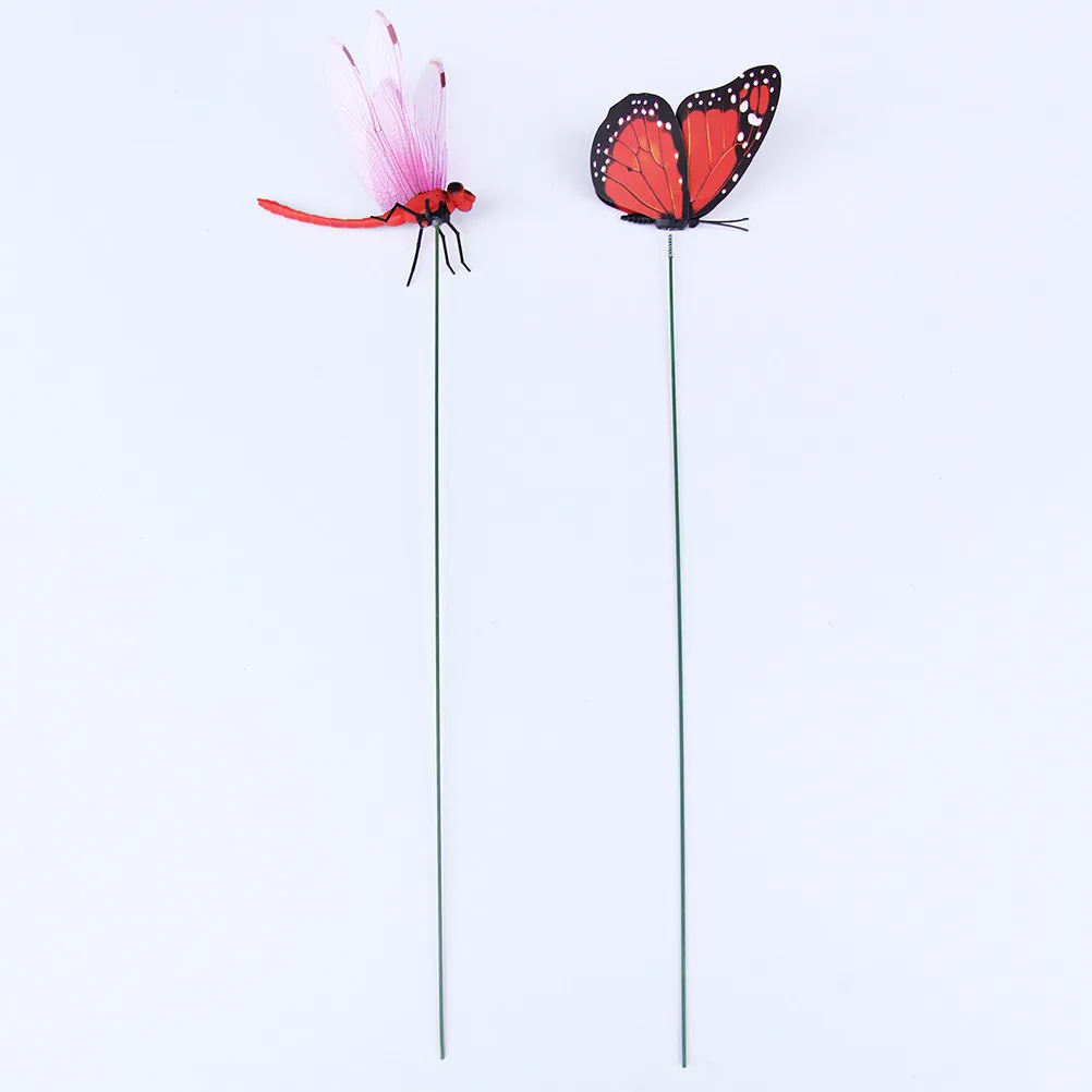 24Pcs Simulation Dragonfly Stakes Artificial Garden Decorations Waterproof Swaying Butterflies Lawn Stakes for Yard Patio