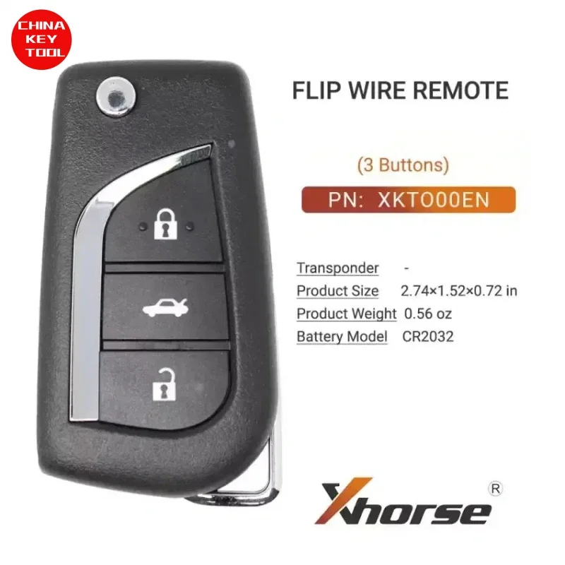 1PCS Xhorse Wire Flip Remote Key For Toyota Style 3 Buttons XKTO00EN