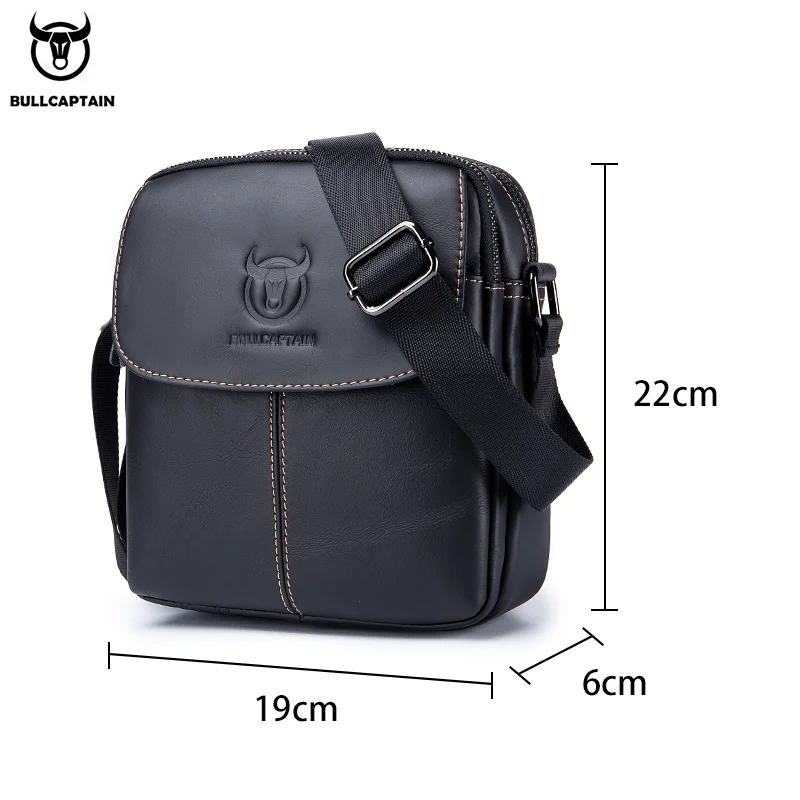 BULLCAPTAIN-Bolsa de ombro de couro para homens, pequenos sacos casuais, bolsa tiracolo multifuncional, marca, D07