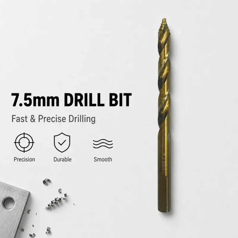 HSS Twist Drill Bit 7.5mm Wear Resistant Golden Cobalt Drill Bit for Household Workshop Precision Drilling