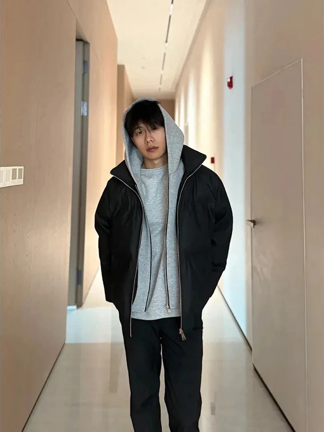 

Мужская теплая толстовка с двойным воротником и капюшоном, утепленная, осенне-зимняя, повседневная, из хлопка, в стиле Cleanfit