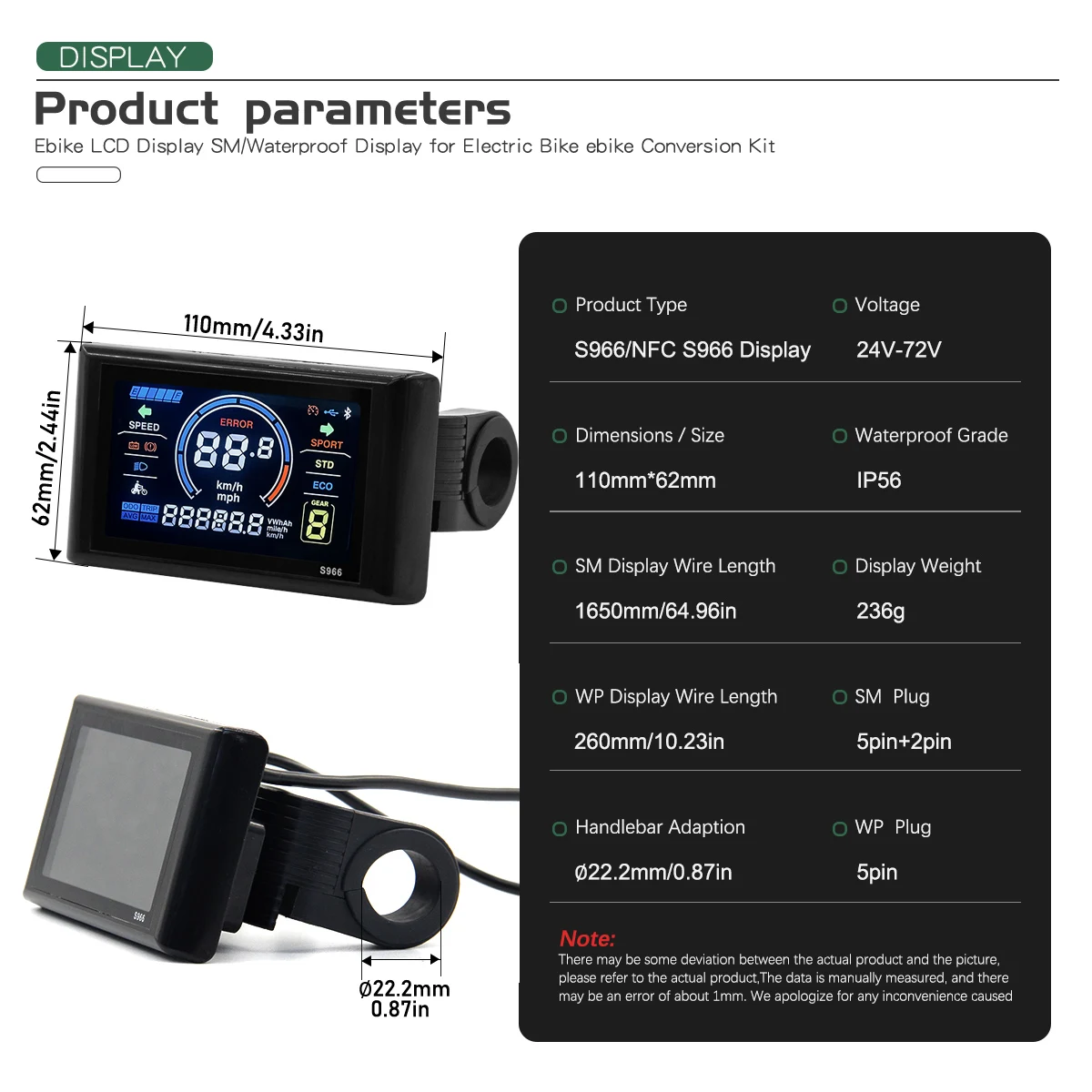 Prise SM/WP de contrôleur du match JN pour le kit de conversion d'Ebike Affichage électrique 24V-72V de document du JN-NFC S966 de vélo carte magnétique