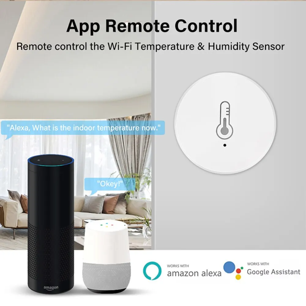 Tuya ZigBee Mini Temperature Humidity Sensor Smart Home Remote Monitor Works with Gateway Alexa Google Home Voice App Control