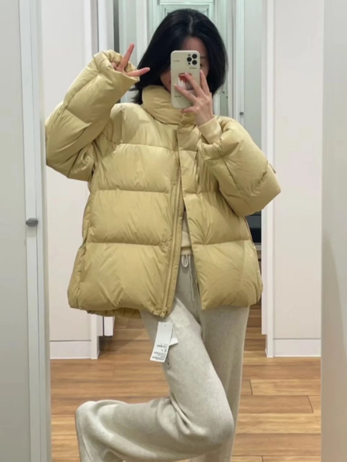 

Cloud Feeling down Jaet Women's Winter New Sle Bread Sle Coat ape Loose Fit Jaet Outerwear Sweet Sle Regular Length