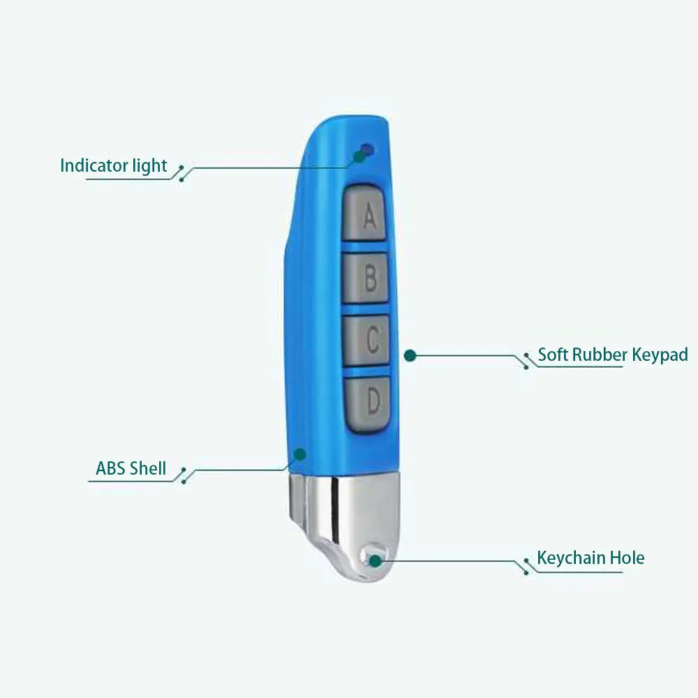 Universal 433 MHz Wireless Remote Control Duplicator 4 Buttons Replicate Copy Code Electric Gate Garage Door Opener