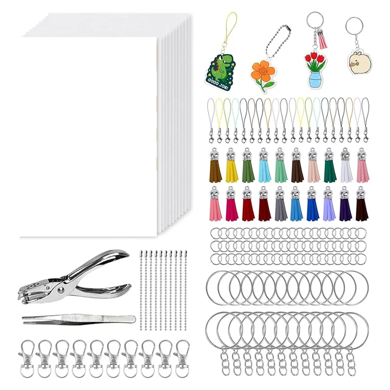 242PCS Shrinky-Dink 키체인 키트 열수축 플라스틱 시트 열수축 아트 키체인용 키트
