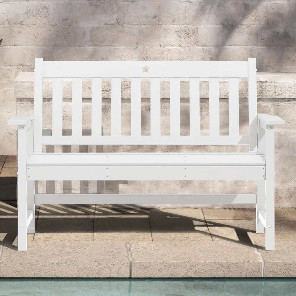 مقعد خارجي، مقعد حديقة لشخصين، مقعد فناء HDPE مقاوم للطقس، مقعد شرفة متين للفناء والفناء الخلفي والشرفة #1