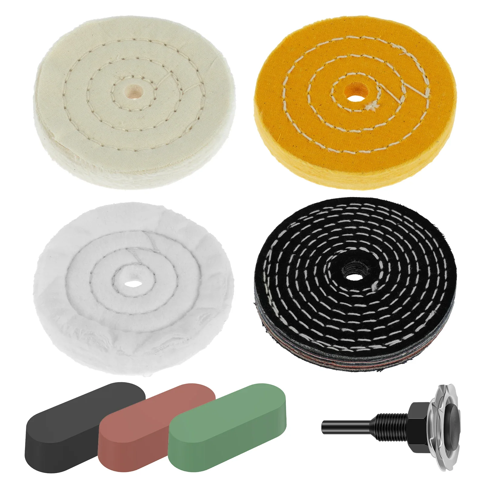 

Buffing Polishing Wheel Kit Reusable Polishing Compound Kit with Shank Soft Polishing Pads Durable Metal Jewelry Glass Polishing