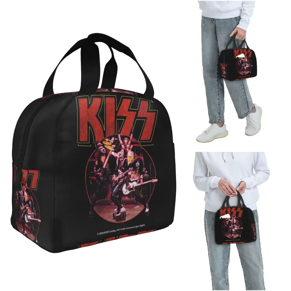 

Изолированная сумка для обедов Kiss Band для женщин и детей, портативные контейнеры для еды, термосумка для обедов