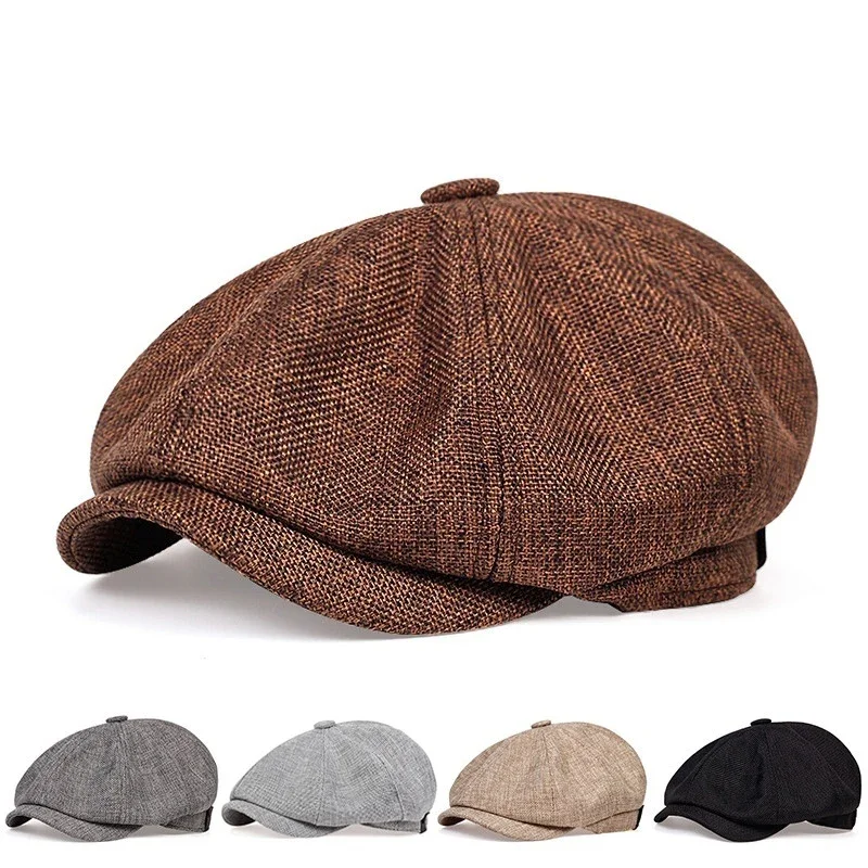 Neue Herren Casual Newsboy-Mütze Frühling Sommer Dünne Retro-Baskenmütze Lässige Unisex Achteckige Kappe Modische Hip-Hop-Mützen Gorras