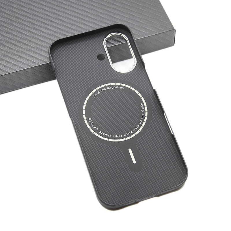 

ZXKE True Fiber Case For Apple iPhone17 Cover Embedded Iron Sheet Magnetic Car Support Magsafe Aramid Fiber Shell
